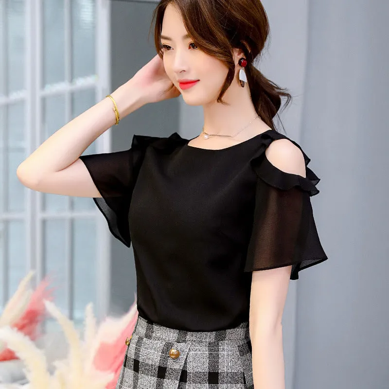 Znbbw Style 2024 Spring OL Style Korean Version Round Neck Slim Blouse