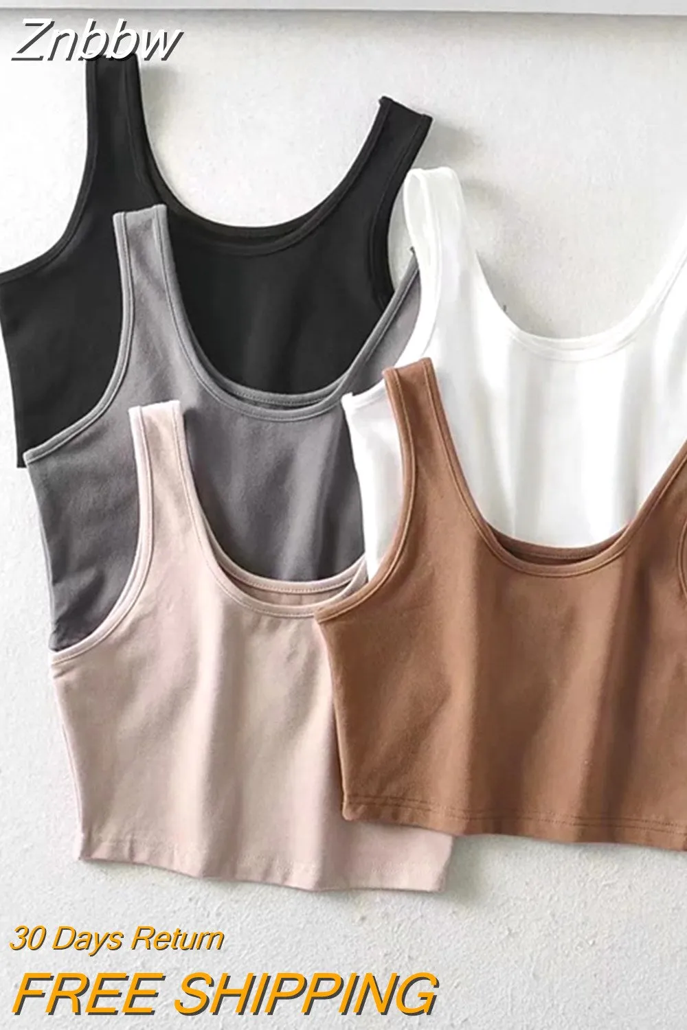 Znbbw women summer crop tops sleeveless short cotton u collar knitted bar