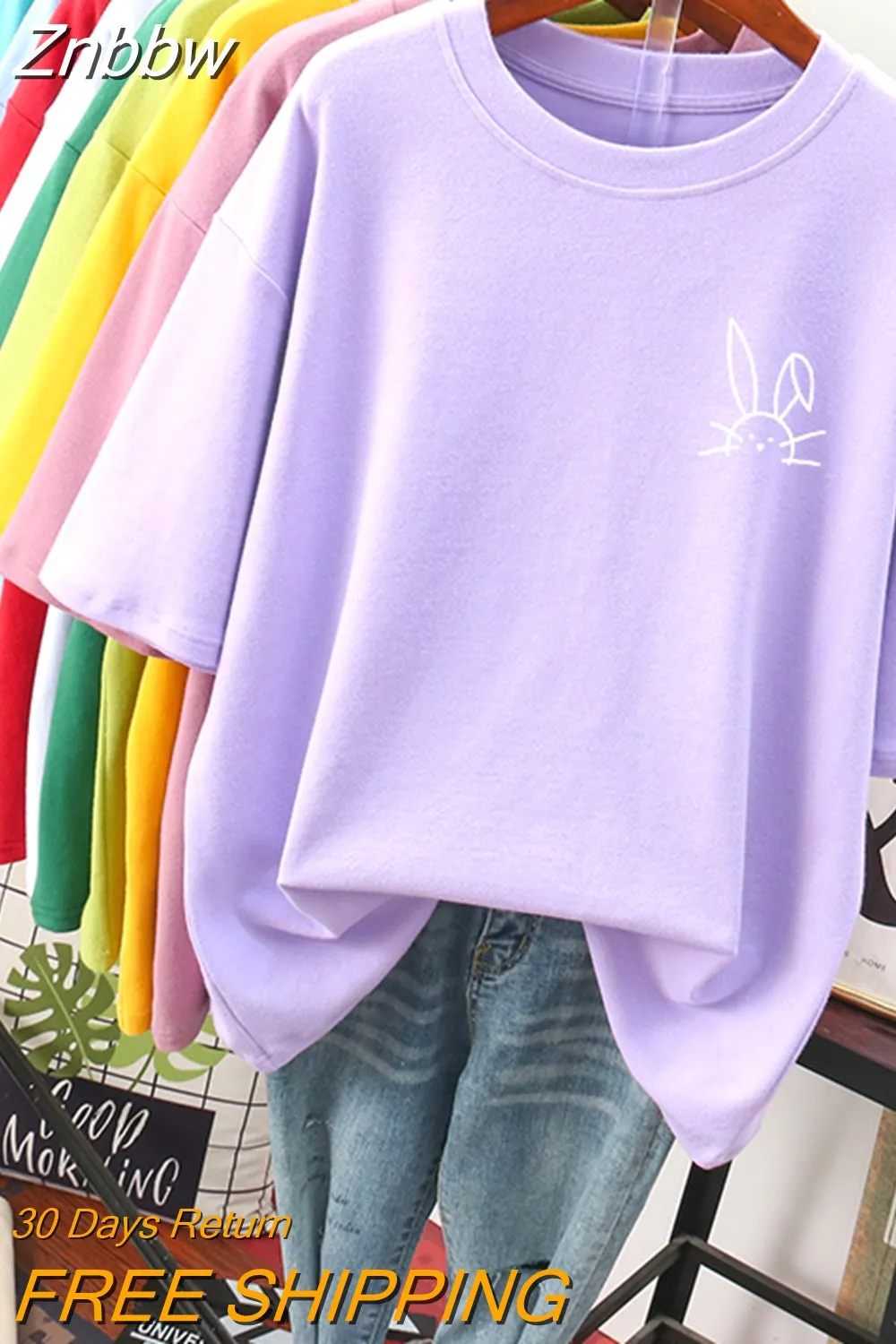 Znbbw 100 Cotton L-5XL Plus Size T Shirt Cartoon Print Tshirt Short Sleeve Women's Top Summer Kawaii Couple O Neck T Shirts - Image 6