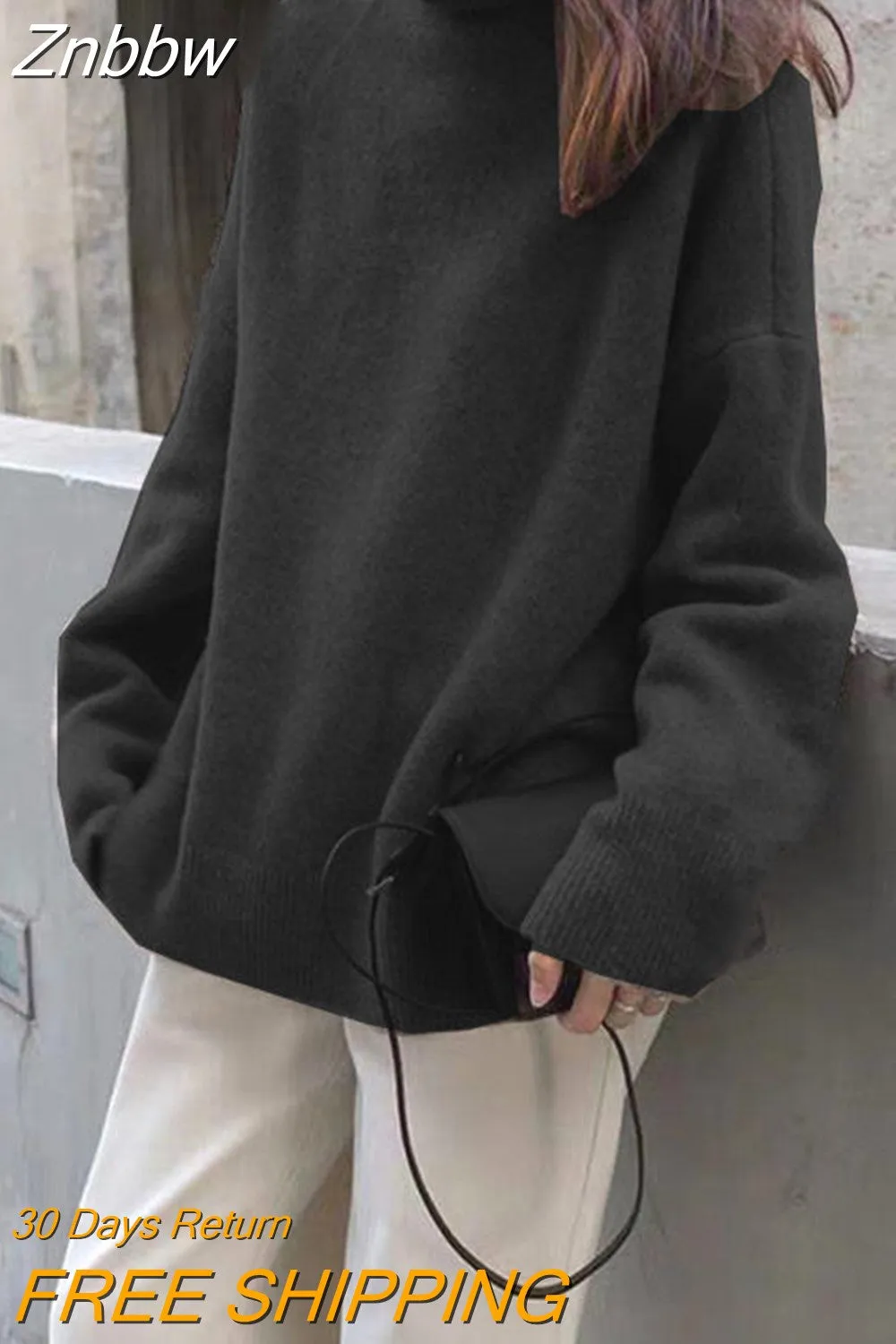 Znbbw Women Turtle Neck Cashmere Sweater 2023 Winter Korean Style Loose Warm Knitted Pullover Lady Casual Long Sleeve Oversize Jumpers - Image 2