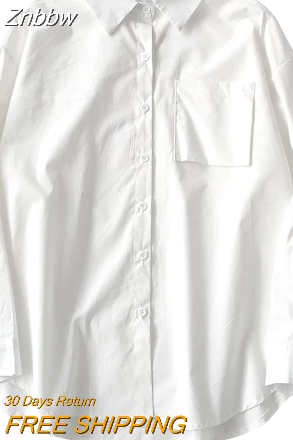 Znbbw 2023 Autumn Long Sleeve Loose Student Blouse Shirt Women White Black Turn Down Collar Casual Oversized Shirt Vintage Top - Image 3