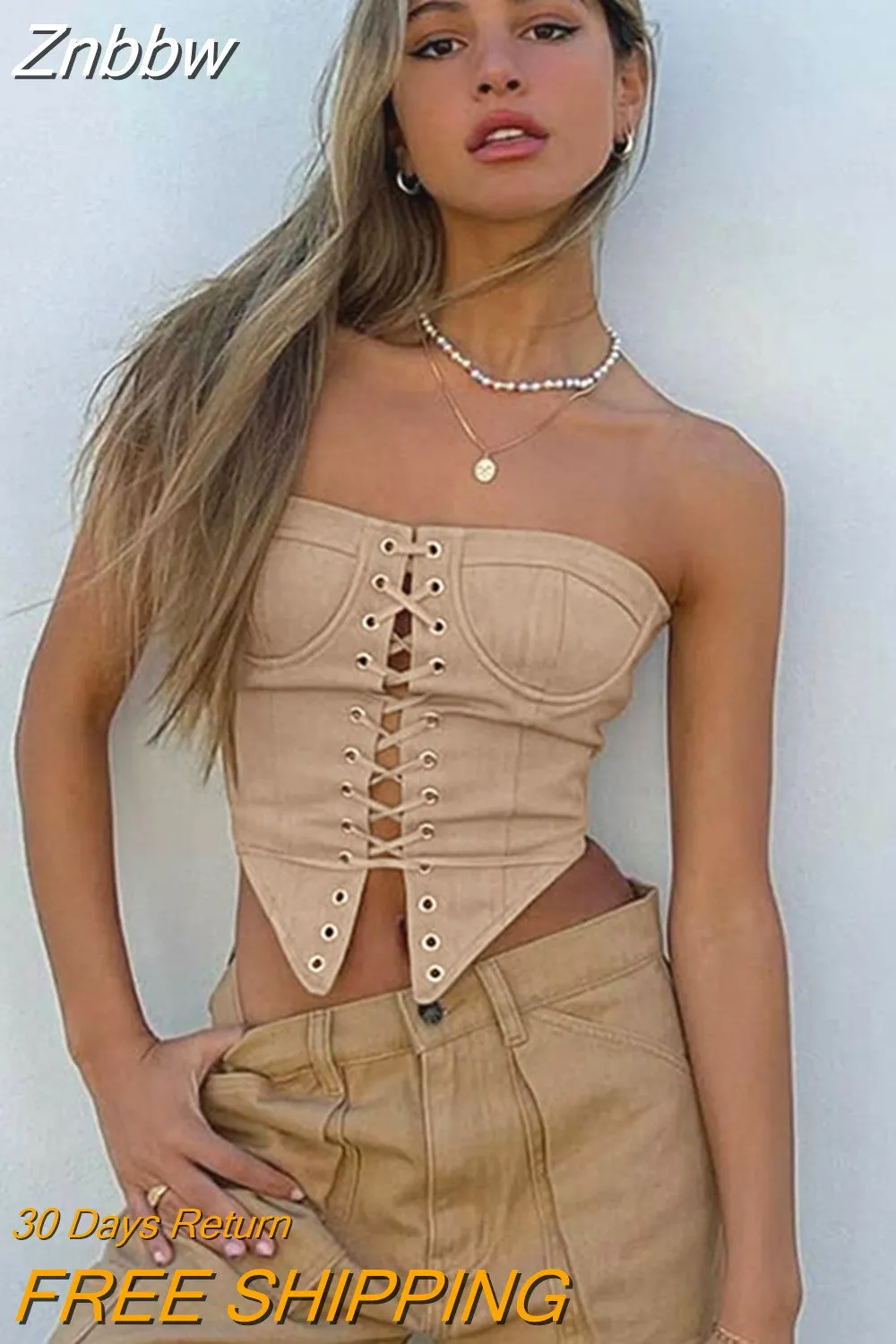Znbbw Fashion Women Sexy Hollow Bandage Tube Top Tie Up Irregular Triangle Hem Crop Top Summer Street Off-Shoulder Slim Tank Tops