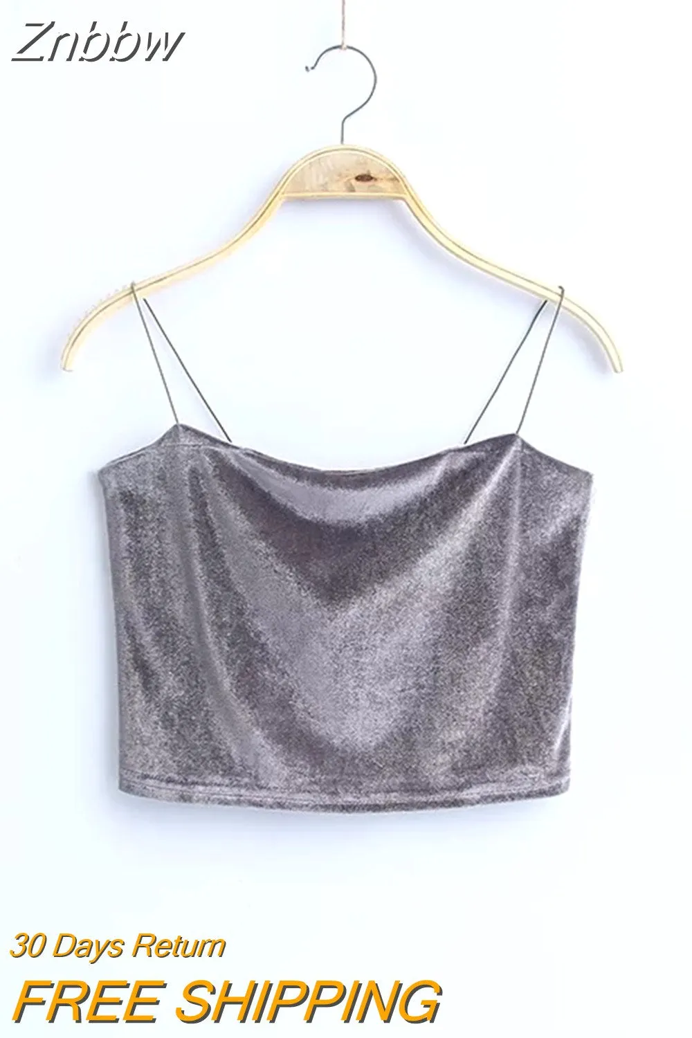 Znbbw Sexy Spaghetti Straps Tank Top Velvet Short Crop Top 7 Colors Sexy Boob Tube Top Bustier Brief Vest T-shirts Tee - Image 6