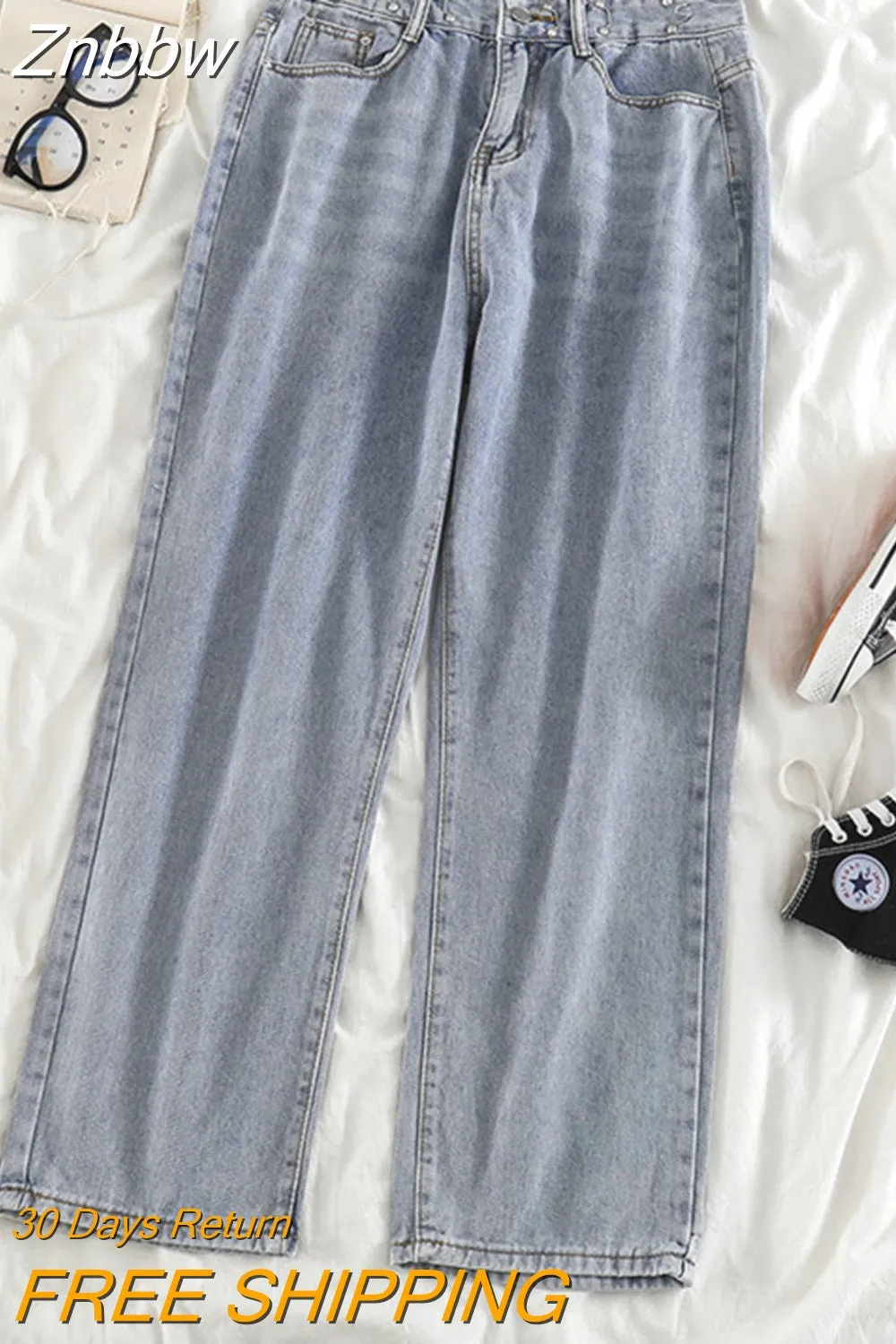 Znbbw Women Jeans High Waist Clothes Wide Leg Denim Clothing Blue Streetwear Vintage Quality 2023 Fashion Harajuku Straight Denim Pant - Image 2