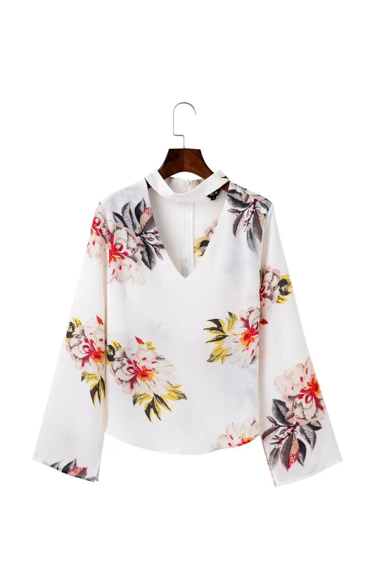Znbbw New Spring 2024 Style Neck V-Collar Printed Seersucker Shirt