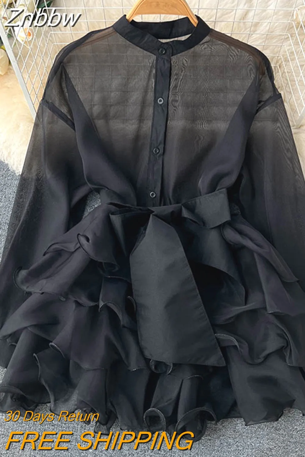 Znbbw Women Spring Autumn Winter Shirt Temperament Chiffon Chic New Style Ruffle Foreign Style Senior Design Bow Tie Small Shirt D2348 - Image 6