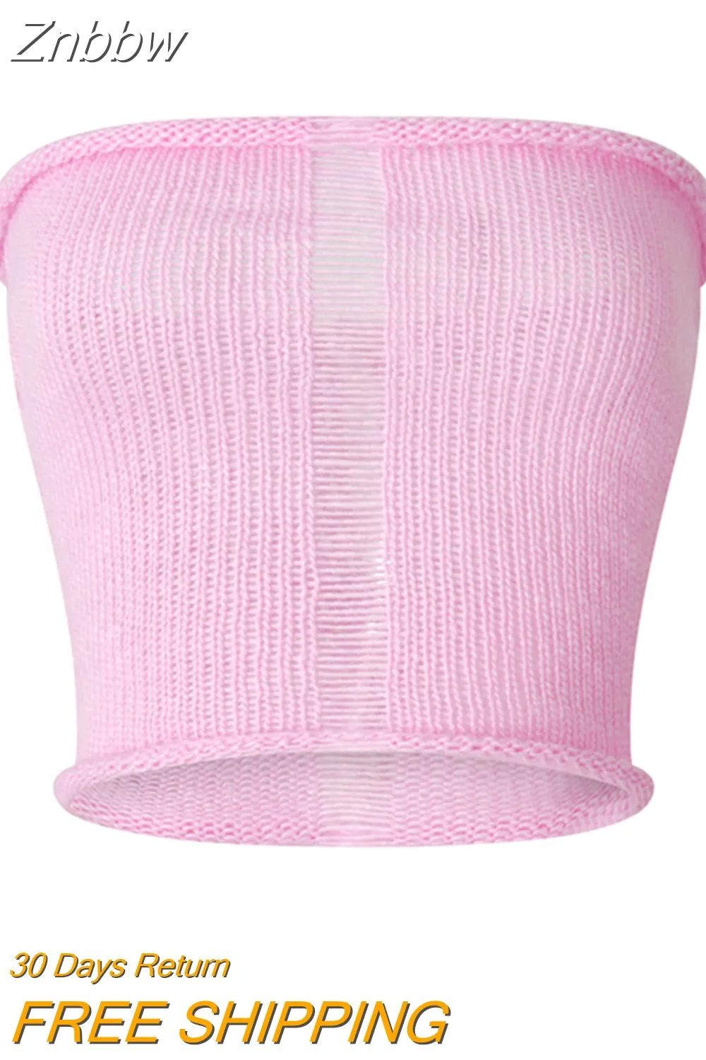 Znbbw Women Pink Wrap Chest Tube Tops Solid Color Knitted Hollow-Out Boat Neck Strapless y2k Tank Tops Summer Backless Bandeau Tops