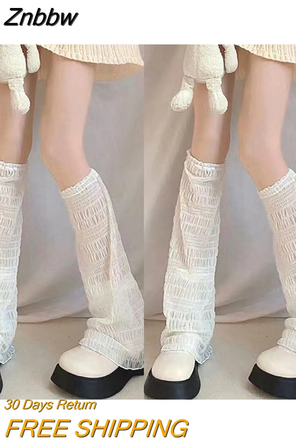 Znbbw Women Solid Color Leg Warmers Super Soft Boots Shoes Cuffs Covers Summer Thin Sunscreen Sports Boot Cover - Image 9