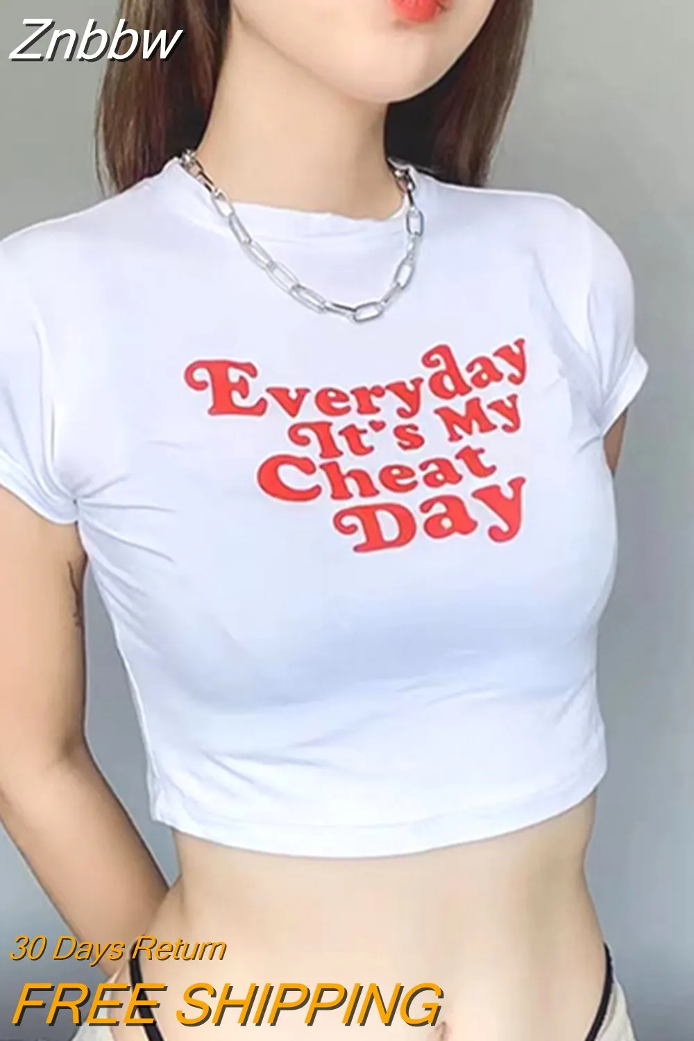 Znbbw Aesthetic Heart Print Women T-shirt Anime Letter Kawaii Crop Tops Summer Short Sleeve Baby Tees Kpop Streetwear Y2k Clothes - Image 3