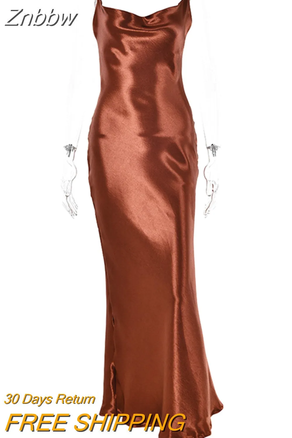 Znbbw Elegant Satin Backless Maxi Dress For Women Gown Summer Spaghetti Strap Sleeveless Night Club Party Long Dress Vestido - Image 9