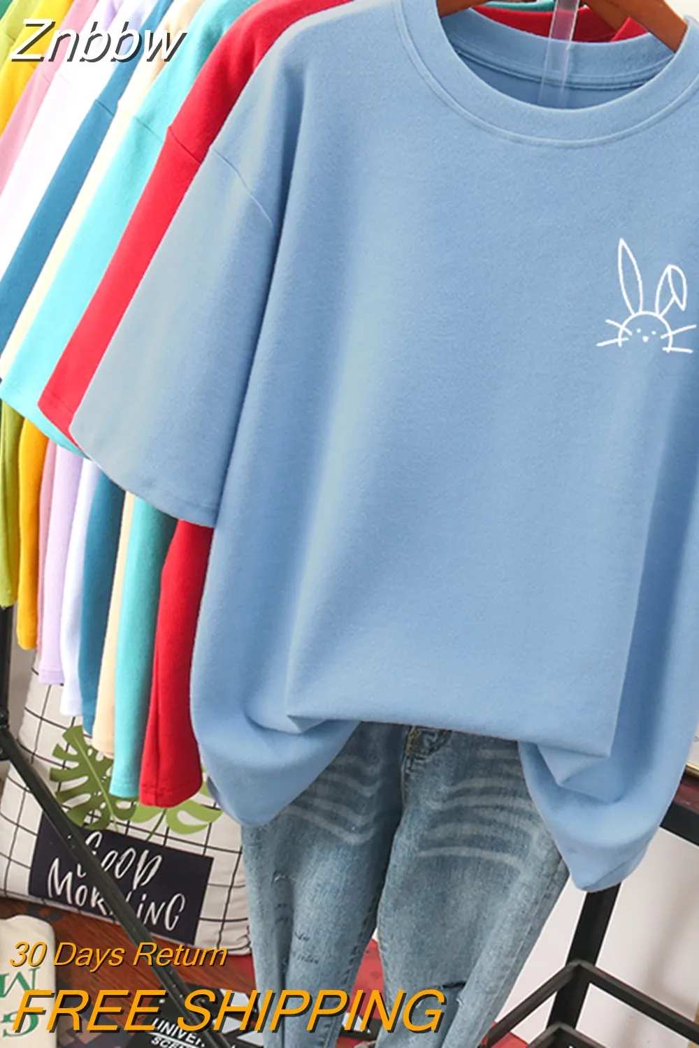 Znbbw 100 Cotton L-5XL Plus Size T Shirt Cartoon Print Tshirt Short Sleeve Women's Top Summer Kawaii Couple O Neck T Shirts - Image 7