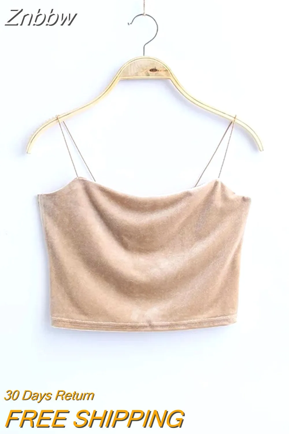 Znbbw Sexy Spaghetti Straps Tank Top Velvet Short Crop Top 7 Colors Sexy Boob Tube Top Bustier Brief Vest T-shirts Tee - Image 9