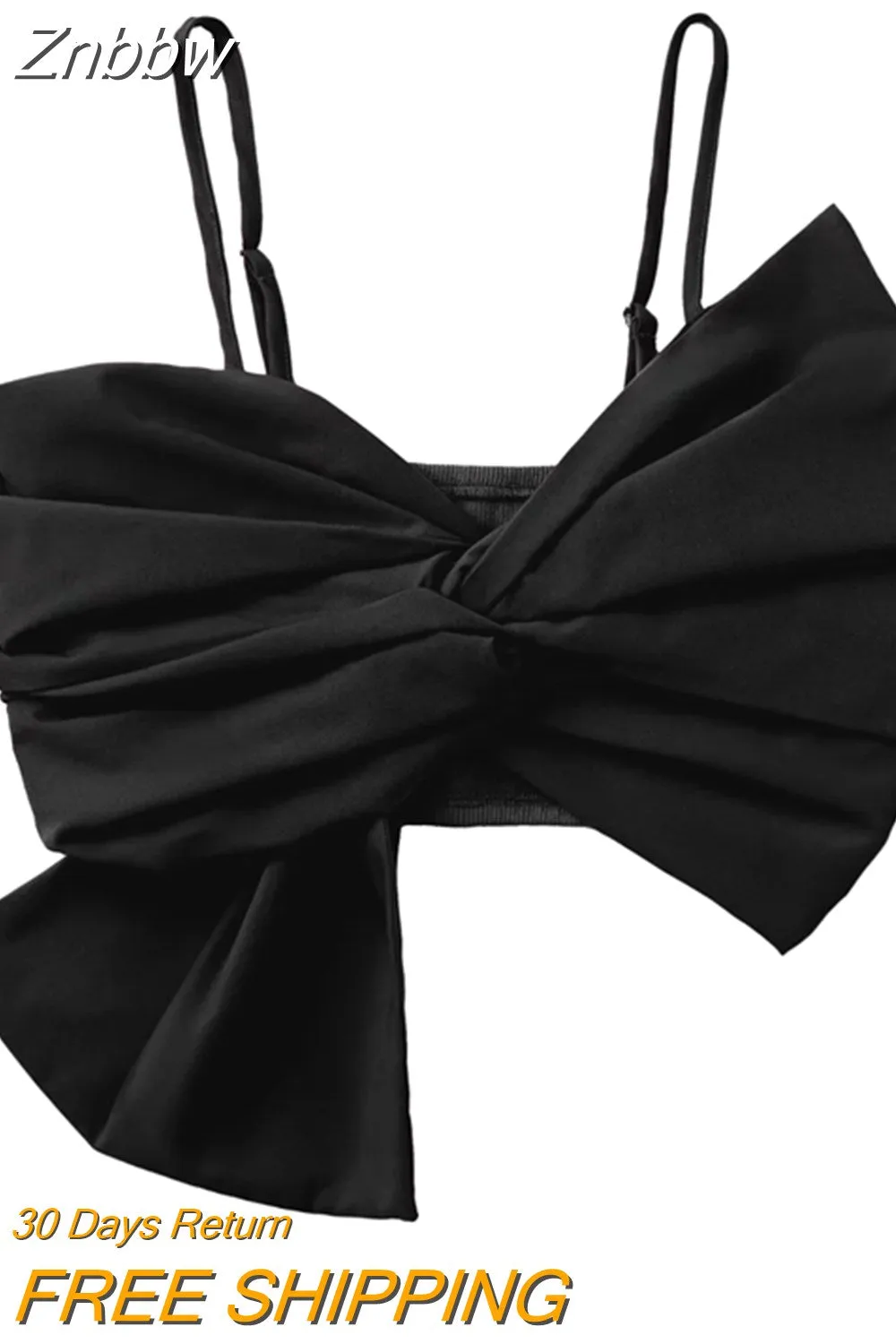 Znbbw 2023 Crop Top Women Sleeveless Party Off Shoulder Spaghetti Strap Backless Korean Bow Tank Tops 202304 - Image 3