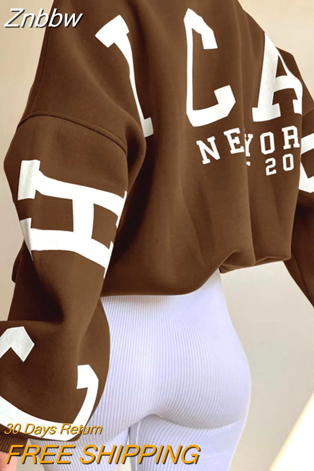 Znbbw Autumn Winter Fleece Sweatshirts Streetwear Y2K Harajuku Loose Long Sleeve Pullover Casual Letter Print O Neck Thick Top - Image 9