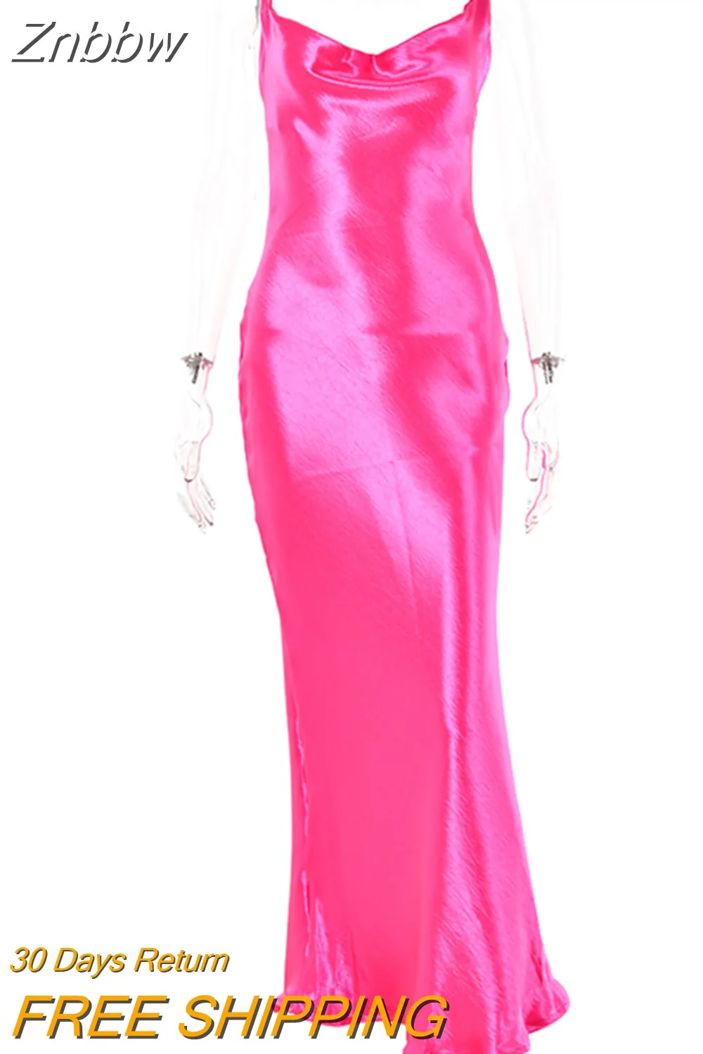 Znbbw Elegant Satin Backless Maxi Dress For Women Gown Summer Spaghetti Strap Sleeveless Night Club Party Long Dress Vestido - Image 10