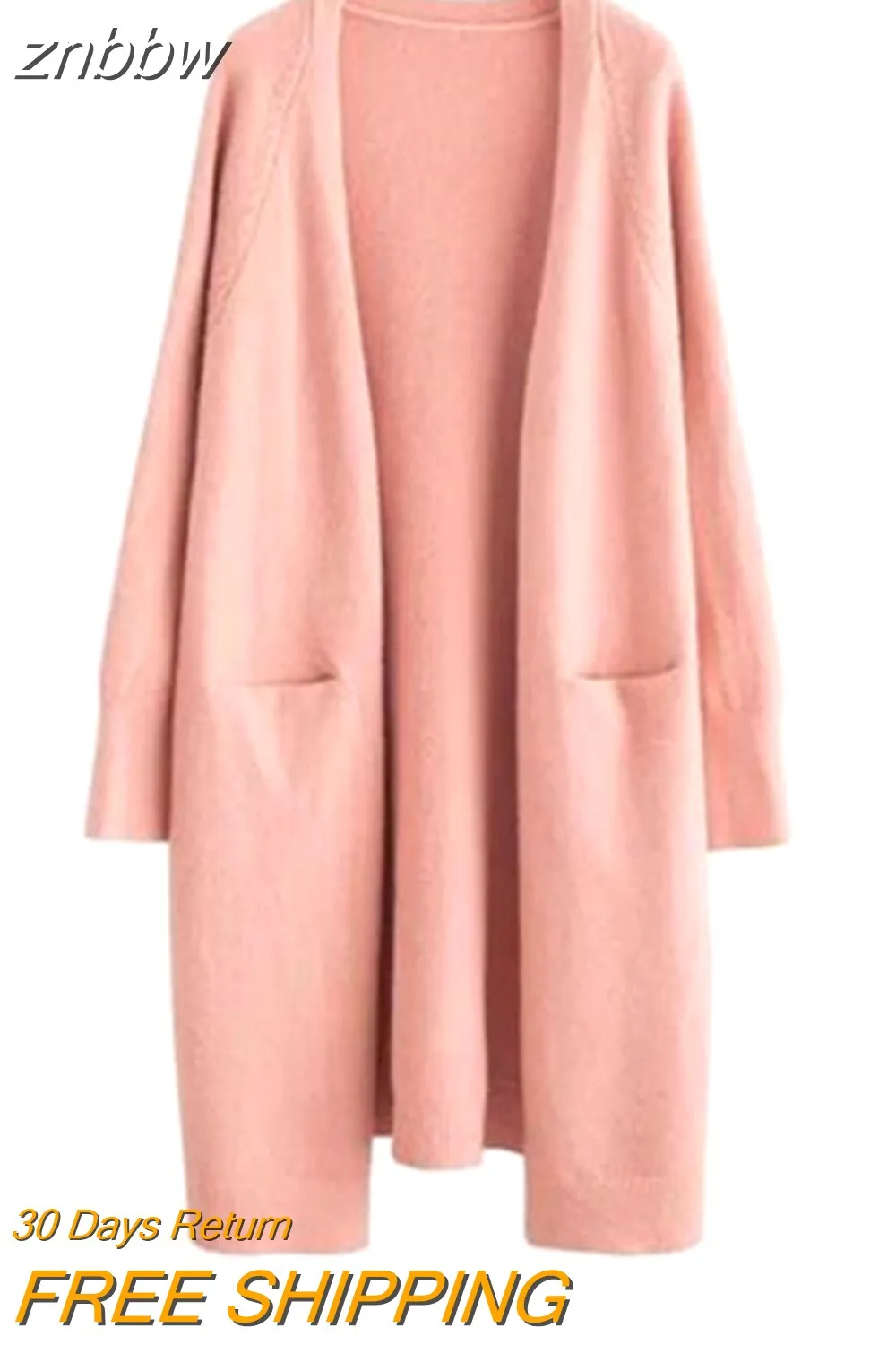 znbbw Women Solid Color Loose Thick Warm Sweater Cardigan Pocket Ladies Spring Autumn V Neck Knitted Coat Female Casual Tops - Image 8