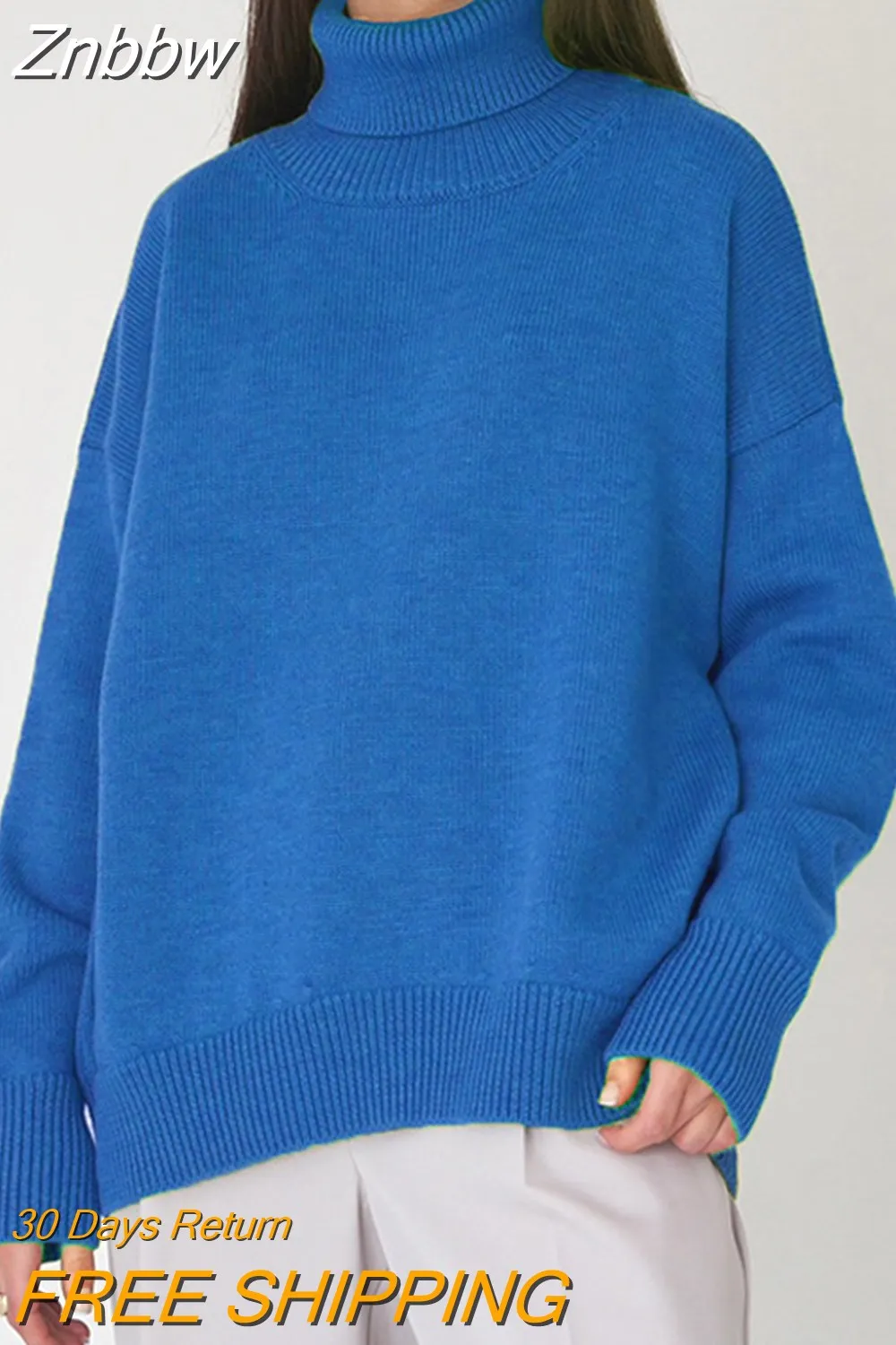 Znbbw Women Turtleneck Sweater Elegant Loose Lazy Winter Vintage Thick Warm Pullover Long Sleeve Top Casual Loose Knitted Sweaters - Image 11