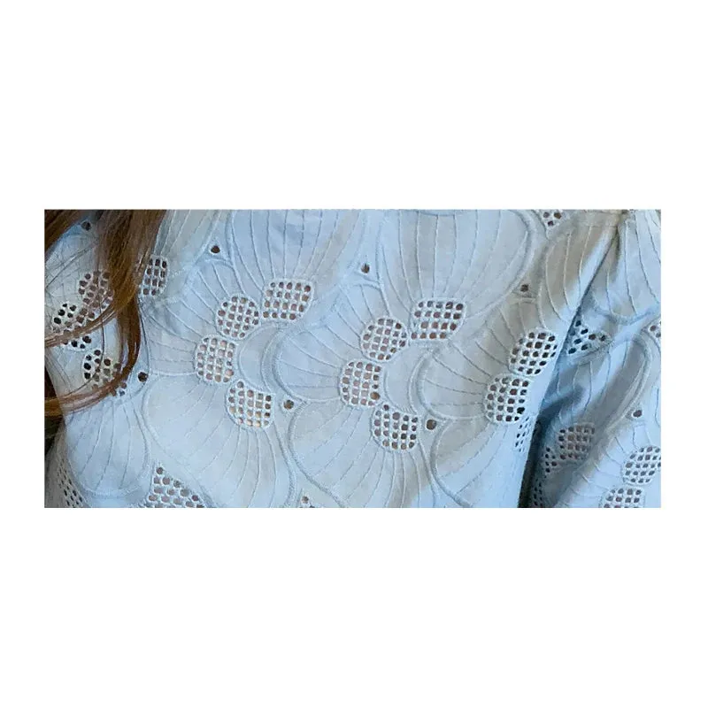 Znbbw Women White Blouse Tops Short Sleeve Hollow Chiffon Blouse Shirt Blouse Women Blusas Mujer De Moda 2023 Blouses Top E949 - Image 6