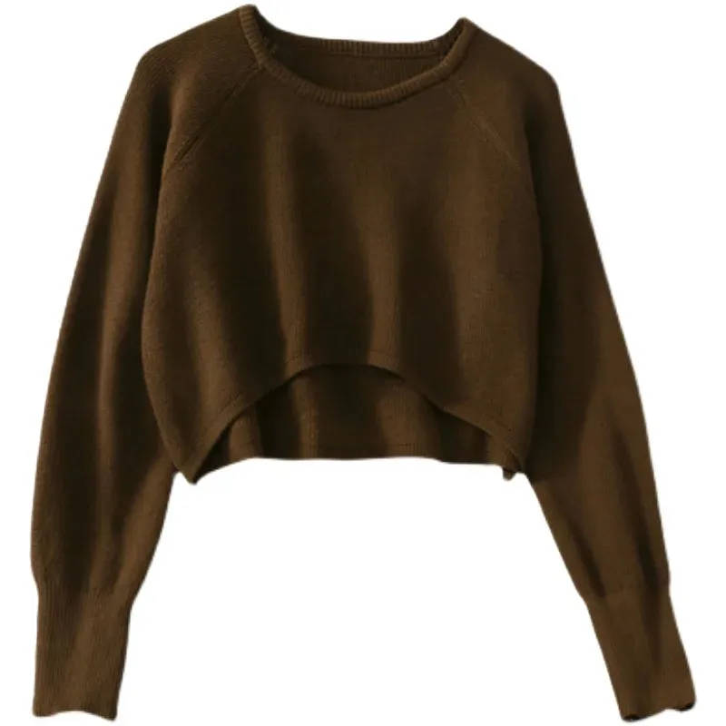 Znbbw Autumn Women Solid Sweater O-Neck Loose Sweater Pullover Crop Top Sweaters Shirts Femme Knit Outwear Jumpers - Image 6