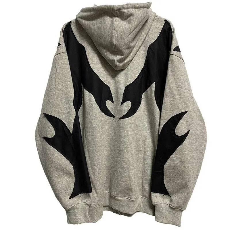 Znbbw Y2K Harajuku Korean style loose Skull print goth long-sleeved hooded coat solid color retro shirt student Sweatshirt - Image 2