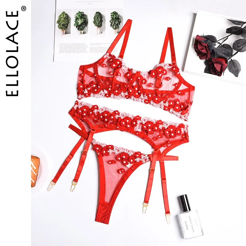Znbbw Applique Women's Underwear Lingerie Set Sexy Underwear Set Bra with Bones 3 Piece Set Transparent Exotic Lingerie Sexy - Image 6