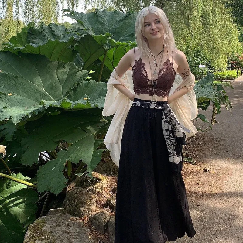 Znbbw Women Vintage Lace Crop Tops Backless Grunge Fairycore V Neck Corset Camis Solid Cute Party Beach Women Chic Vests - Image 3