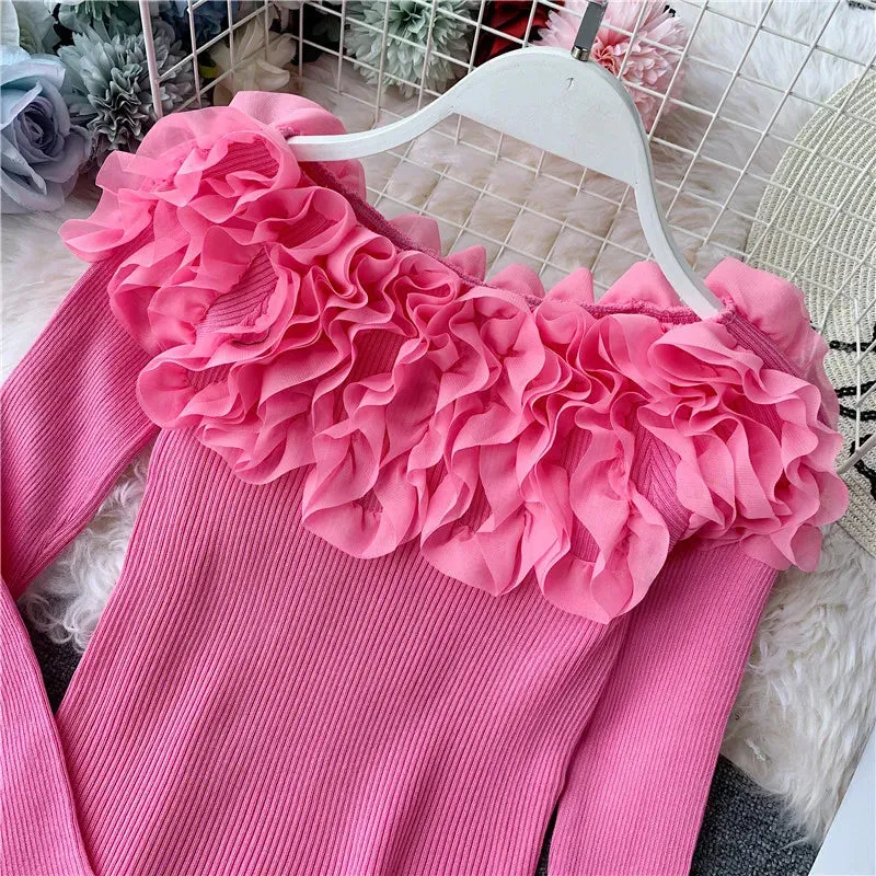 Znbbw Women Knitting Full Sleeve Patchwork Sweaters Pullovers Girls Slim Floral Knitted Knitwear Tops GTA014 - Image 7