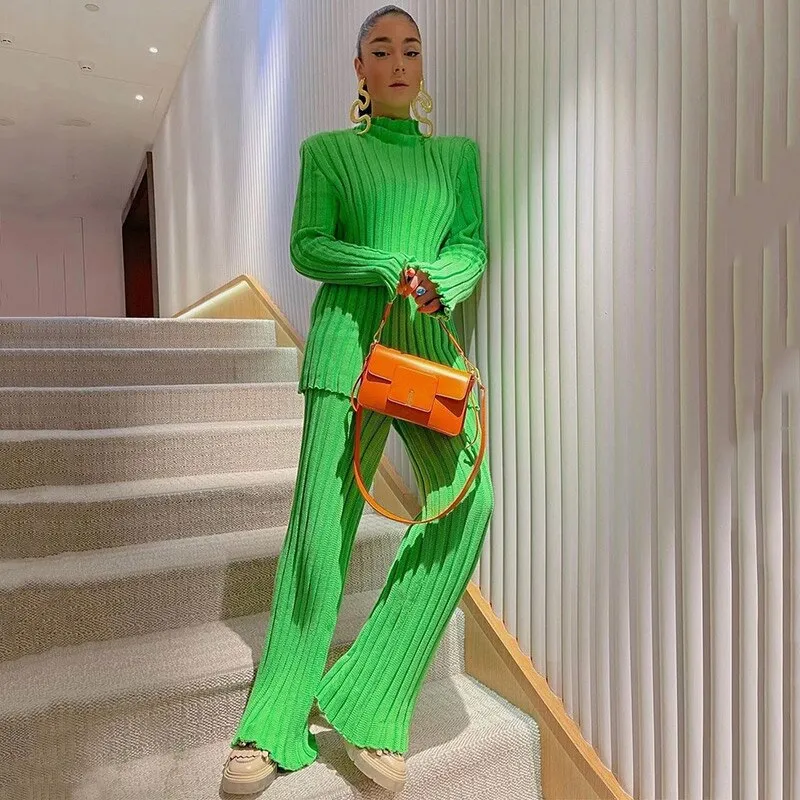 Znbbw Knit Long Sleeve Sweater Women Top And Pants 2023 Streetwear Two Piece Set Casual Loose Tracksuit Chic Pant Suits Outfit - Image 2