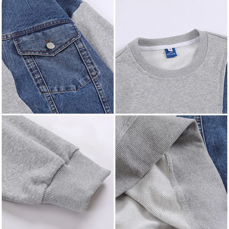 znbbw Autumn Streetwear Oversize Full Sleeve Women Pullover Y2K Denim Patchwork Loose Women Hoodies Spring Female Clothing Tops - Image 6