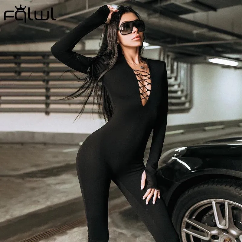znbbw Autumn Hollow Out Black Jumpsuits Women Green Long Sleeve Bodycon Jumpsuit Winter One Piece Sexy Club Outfits For Women - Image 7
