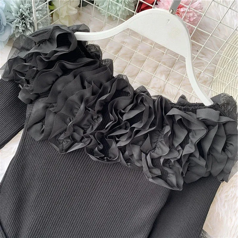 Znbbw Women Knitting Full Sleeve Patchwork Sweaters Pullovers Girls Slim Floral Knitted Knitwear Tops GTA014 - Image 3