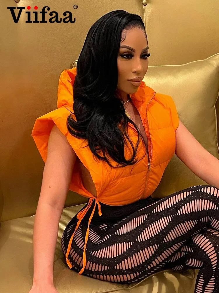 Znbbw Solid Hooded Cut Out Side Cropped Puffer Vest Top 2023 Womens Fashion Quilted Coats and Jacket Winter Sleeveless Vests - Image 2