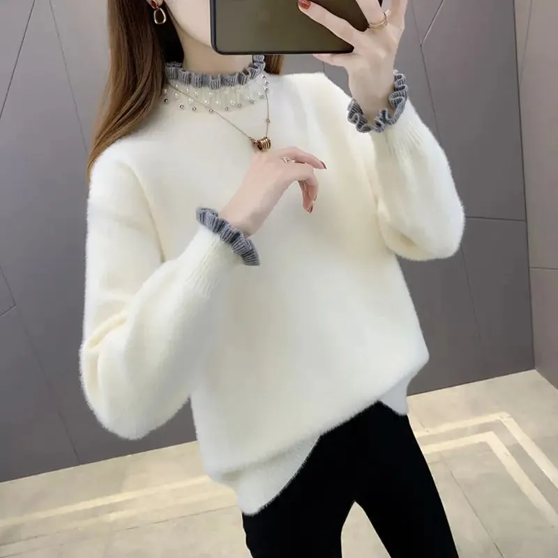 Znbbw Autumn Winter Thick Sweater Women Knitted Ribbed Pullover Sweater Long Sleeve Fasion Slim Jumper Soft Warm Pull Femme - Image 2