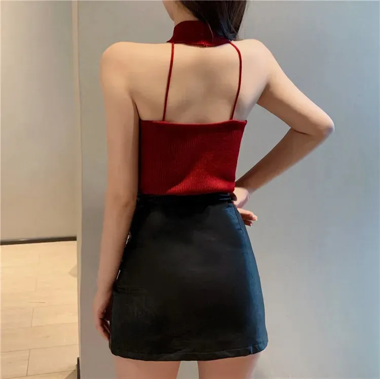 Znbbw Women Slim Knitting Sexy Halter Camisole Tops Female Bodycon Elastic Tanks Sleeveless Basic Solid T shirts Crop Top - Image 6