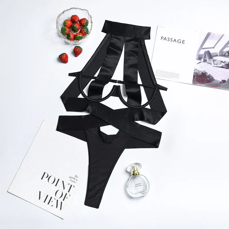 Znbbw Bandage Sexy Lingerie Bodysuit Women Halter Hollow Out Exotic Clothes Black Porn Bottom Sissy Hot Sensual Body - Image 7