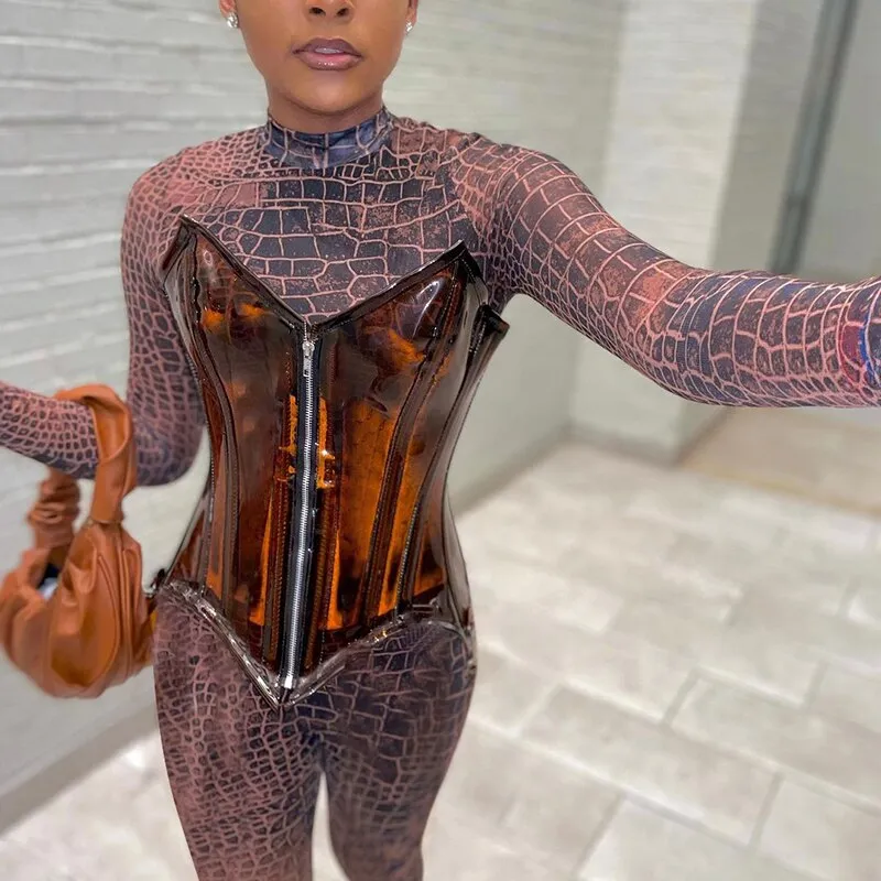 Znbbw Tube Corset Top Sexy See Through Zipper Punk Bodycon Bustiers Gothic Punk Cummerbunds 2023 Spring Harajuku Y2K Clothes - Image 3