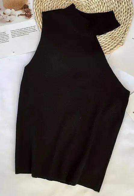 Znbbw Women Halter Neck Off-shoulder Knitted Cropped Tank Tops Female Bodycon Tanks Sleeveless Basic Solid T shirts Tees Camisole - Image 8