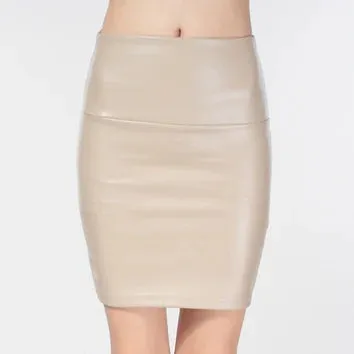 Znbbw Women Mini Faux Leather Solid Pencil Skirts High Waist PU Skirts Slim Short Skirt Bottoms Female - Image 3