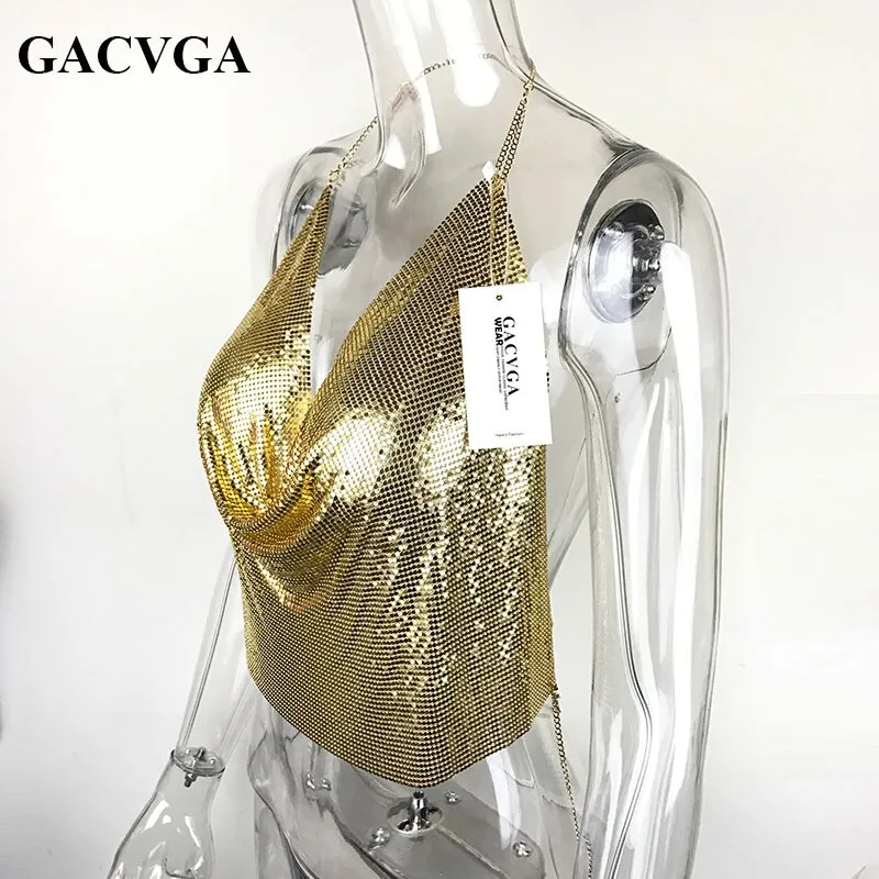 Znbbw 2023 Sexy Backless Sequins Women Crop Tops Halter Tank Camis Summer Cropped Bra Crop Top Strap Ladies Party Vest Blusa - Image 3