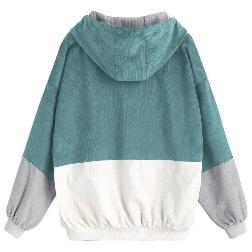 Znbbw Autumn Women Coats Corduroy Patchwork Oversize Zipper Jackets Windbreaker Coats And Jackets Women Baseball-Uniform Clothes - Image 2