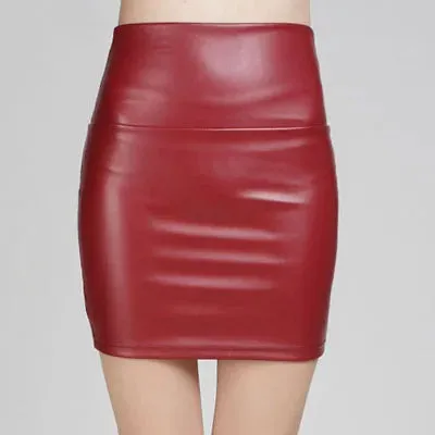 Znbbw Women Mini Faux Leather Solid Pencil Skirts High Waist PU Skirts Slim Short Skirt Bottoms Female - Image 18