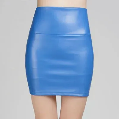 Znbbw Women Mini Faux Leather Solid Pencil Skirts High Waist PU Skirts Slim Short Skirt Bottoms Female - Image 4
