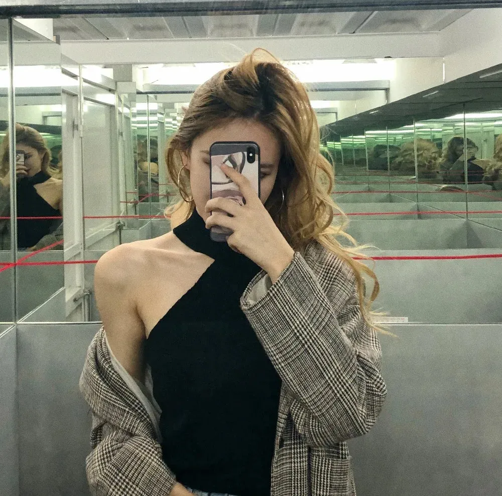 Znbbw Women Halter Neck Off-shoulder Knitted Cropped Tank Tops Female Bodycon Tanks Sleeveless Basic Solid T shirts Tees Camisole - Image 3