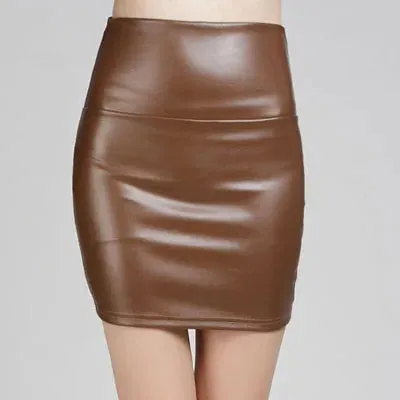Znbbw Women Mini Faux Leather Solid Pencil Skirts High Waist PU Skirts Slim Short Skirt Bottoms Female - Image 9