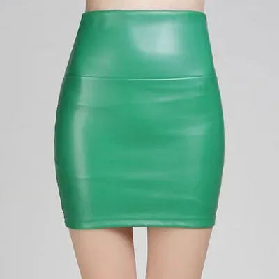 Znbbw Women Mini Faux Leather Solid Pencil Skirts High Waist PU Skirts Slim Short Skirt Bottoms Female - Image 5