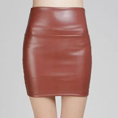 Znbbw Women Mini Faux Leather Solid Pencil Skirts High Waist PU Skirts Slim Short Skirt Bottoms Female - Image 13