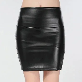 Znbbw Women Mini Faux Leather Solid Pencil Skirts High Waist PU Skirts Slim Short Skirt Bottoms Female - Image 2