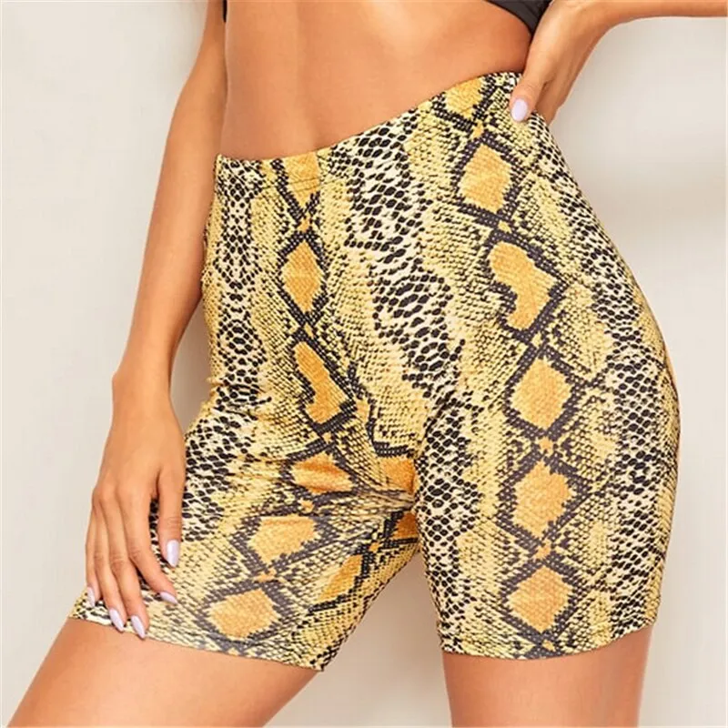 Znbbw Women Summer Shorts New Snake Print High Waist Shorts Elastic Waist Short Trousers Women Trousers Pantalones Cortos Mujer - Image 2