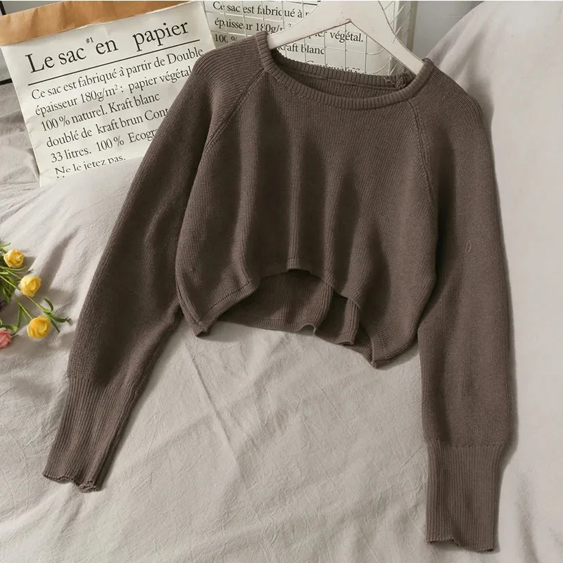 Znbbw Autumn Women Solid Sweater O-Neck Loose Sweater Pullover Crop Top Sweaters Shirts Femme Knit Outwear Jumpers - Image 5