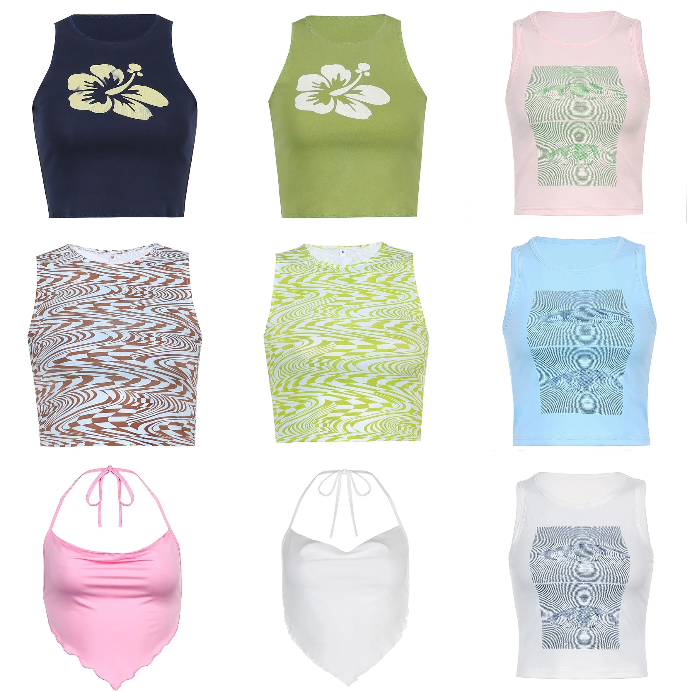 Znbbw Style Sexy Vintage Strappy Y2K Halter Crop Top Women Summer 90s Backless Cami Tops Tees Ladies Fashion Fitness Camisole Party - Image 2